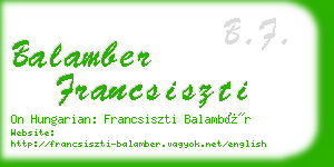 balamber francsiszti business card